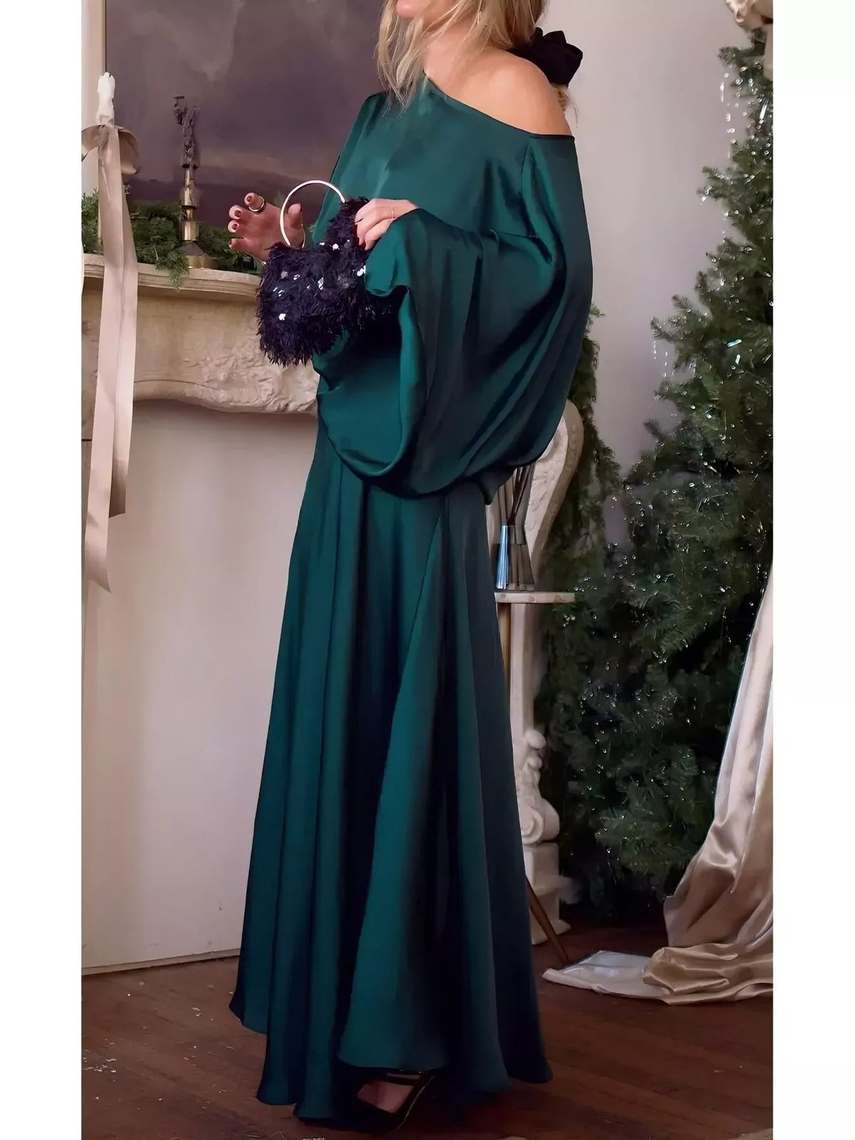 Batwing Sleeve Maxi Dress full length view
