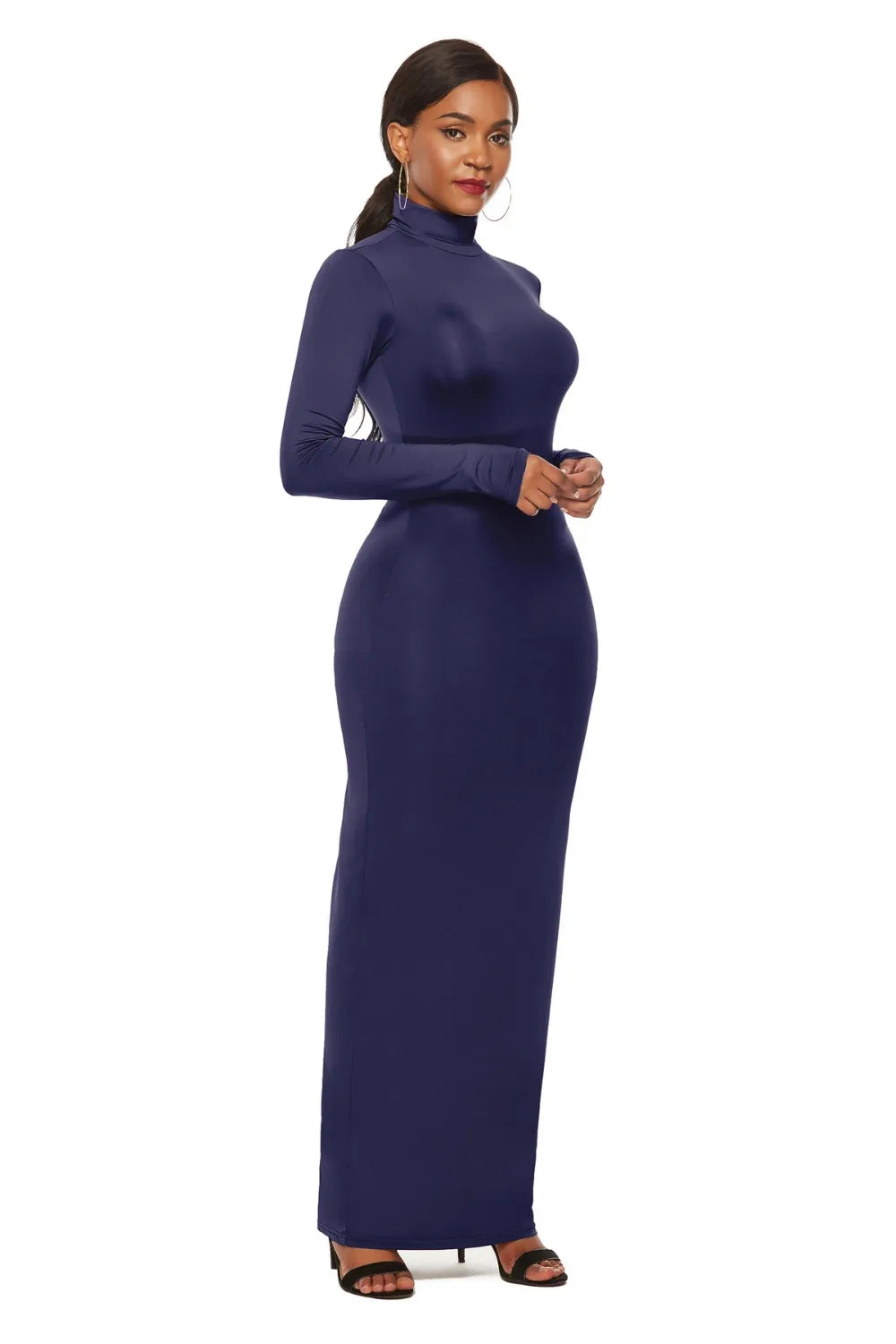 Mock neck maxi dress color option view