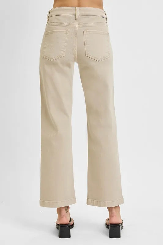RISEN almond denim straight leg jeans fabric detail