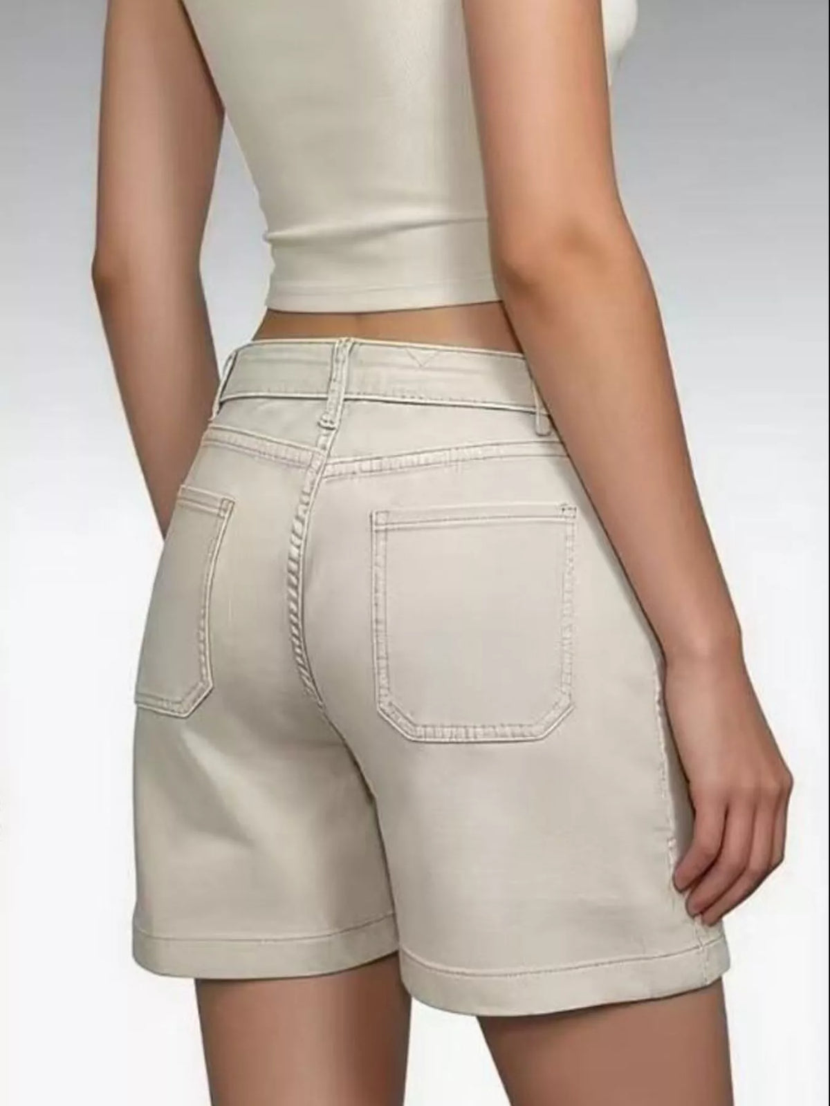 Denim shorts alternate color styled look
