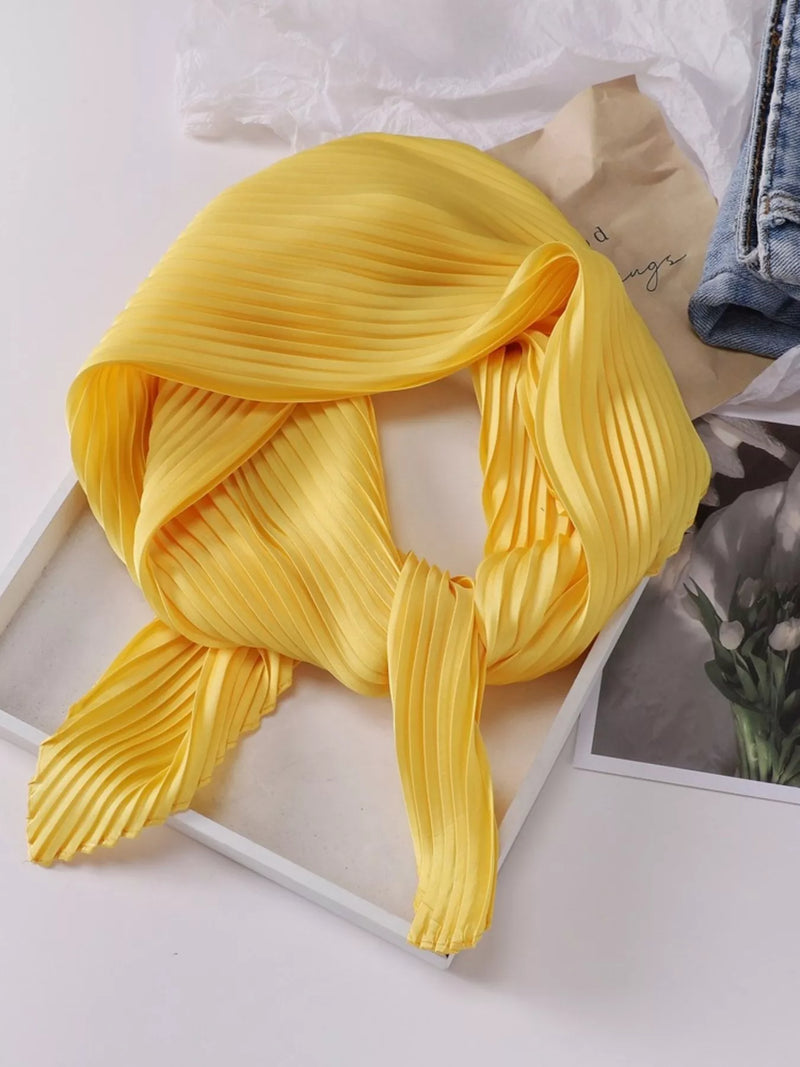 Pleated satin scarf with soft sheen