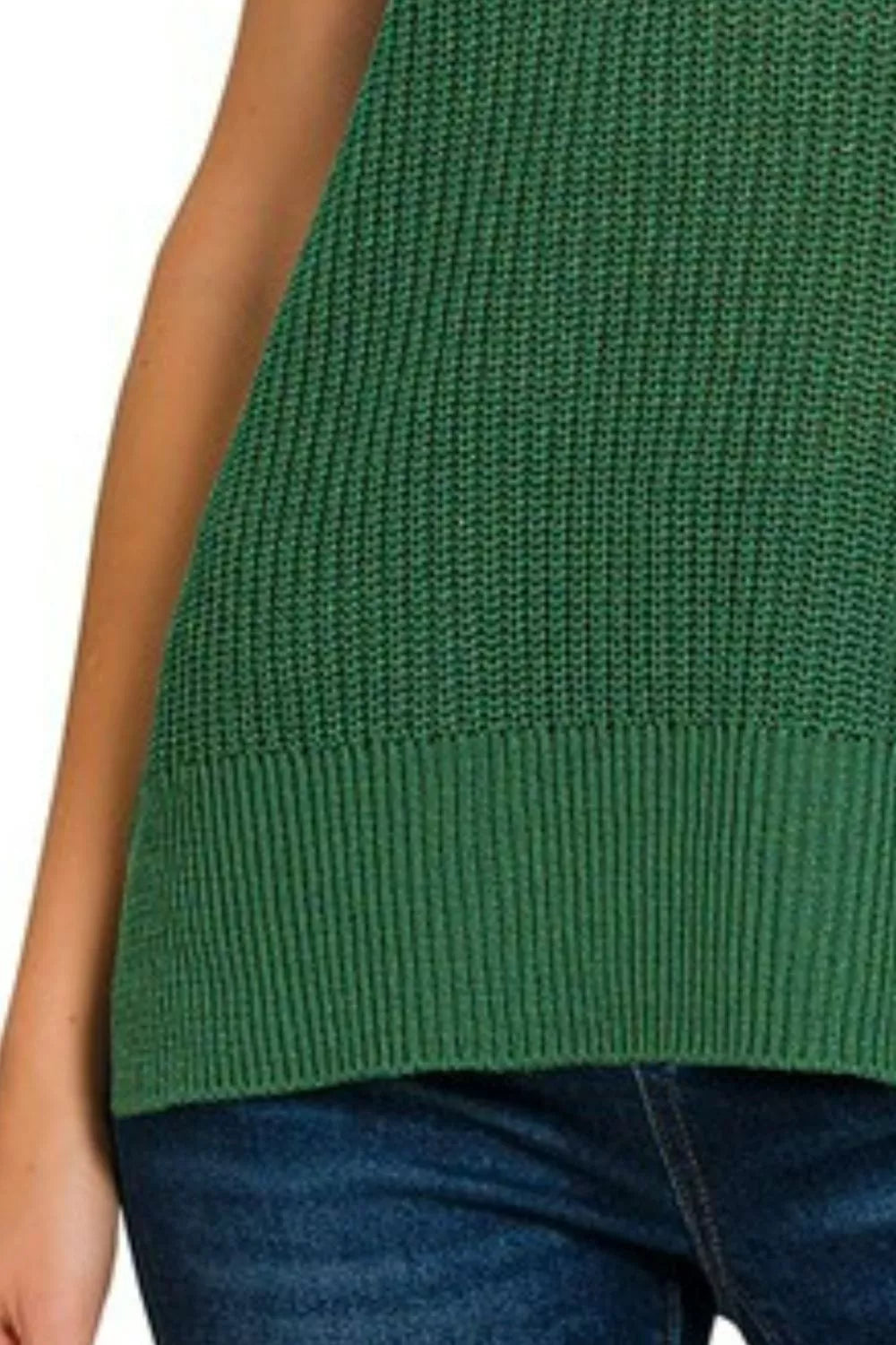 Oversized Crew Neck Sweater in Dark Green side view