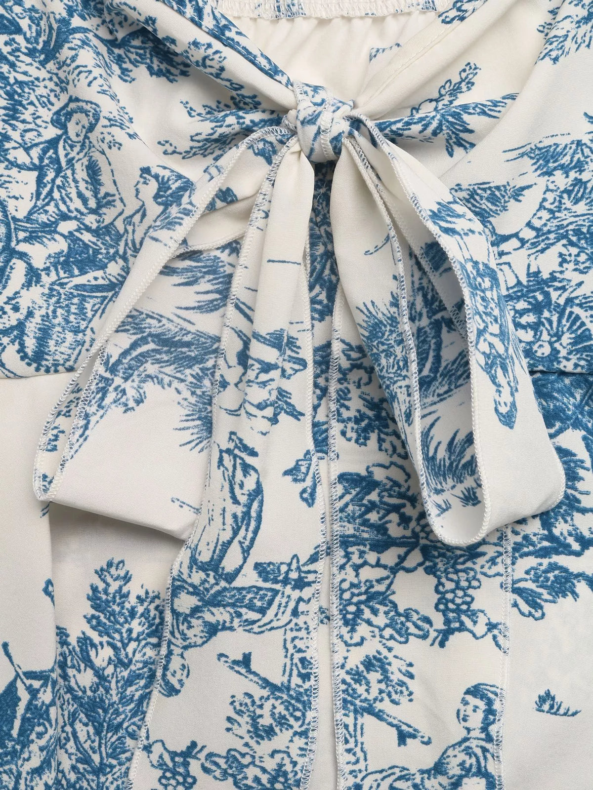 Blue floral camisole fabric close up