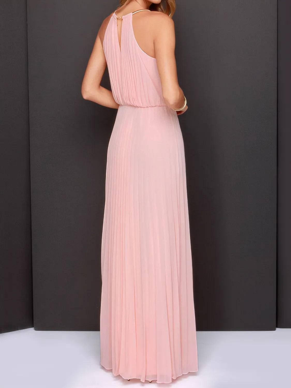 Pleated maxi dress skirt detail