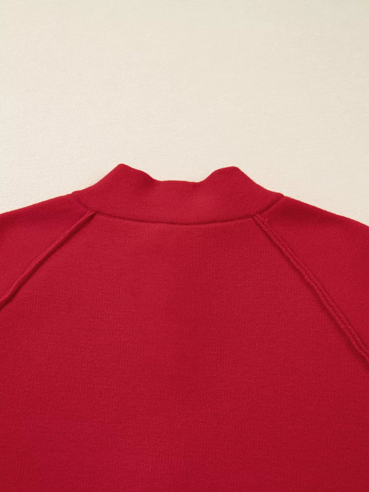 Collared button front wrapped cardigan in scarlet side view