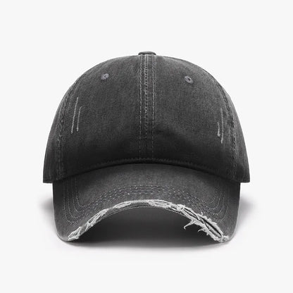 Distressed Washed Adjustable Baseball Cap Black One Size - Fashorio