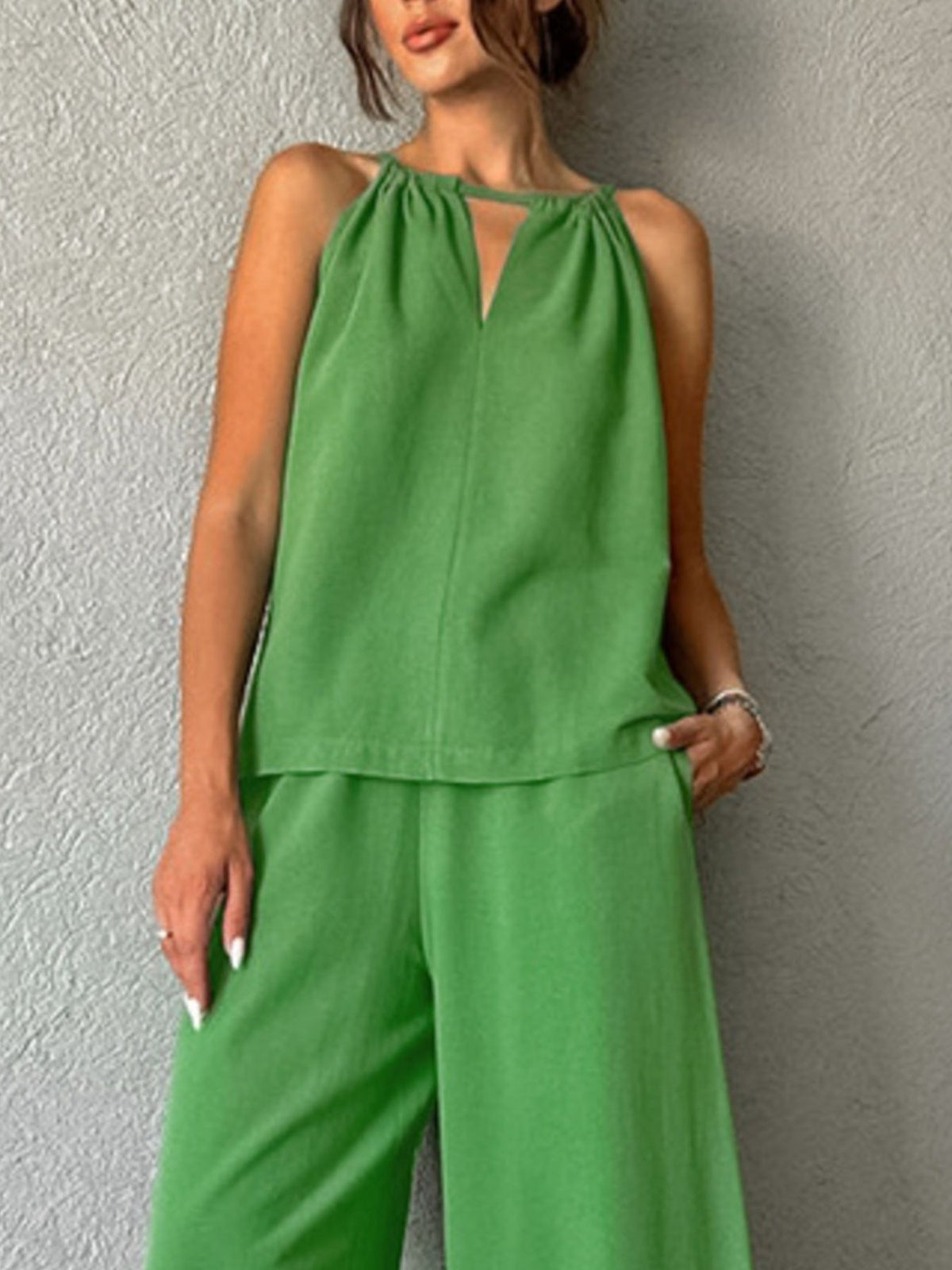 Tied cutout tank two piece set side