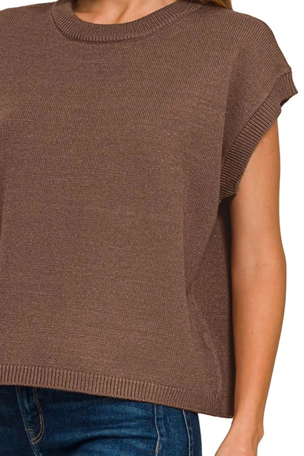 Oversized Viscose Sweater Vest in Brown side view