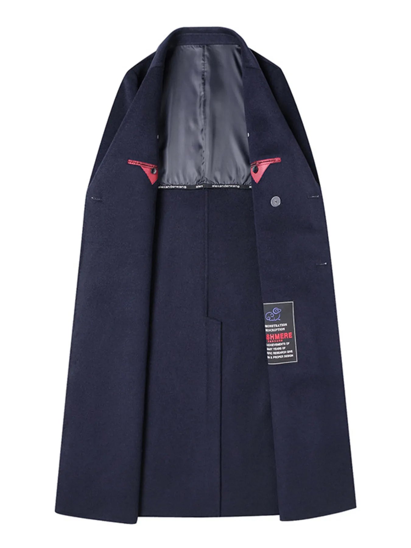 Men's Plus Size Double-Breasted Long Wool Coat - Fashorio