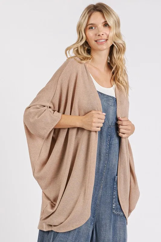 Mittoshop Open Front Batwing Sleeve Cardigan - Fashorio