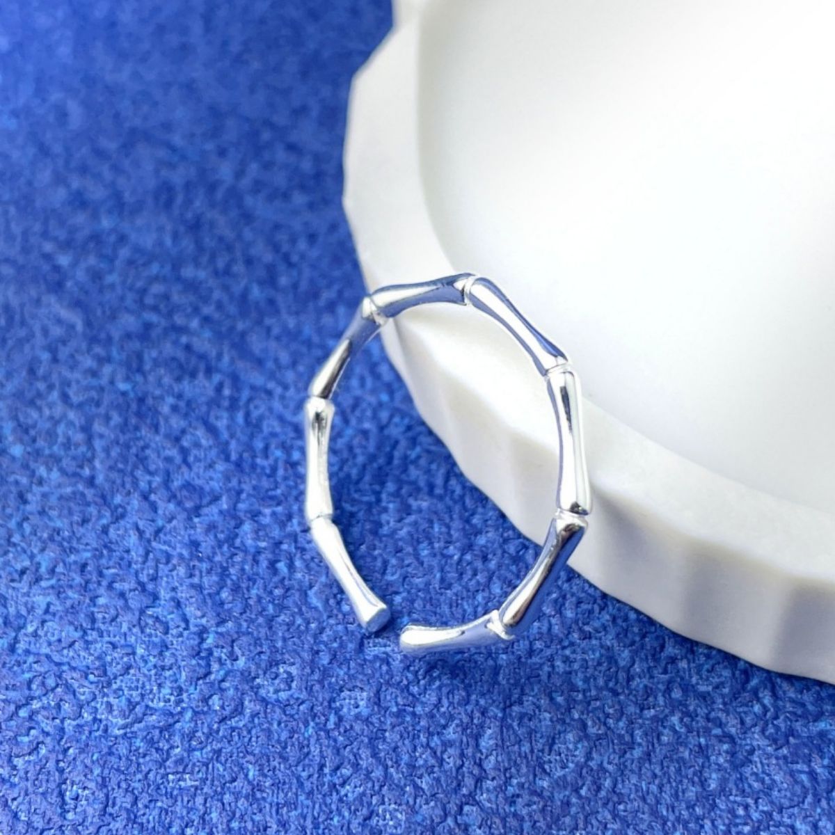Sterling silver branch ring worn on a model hand
