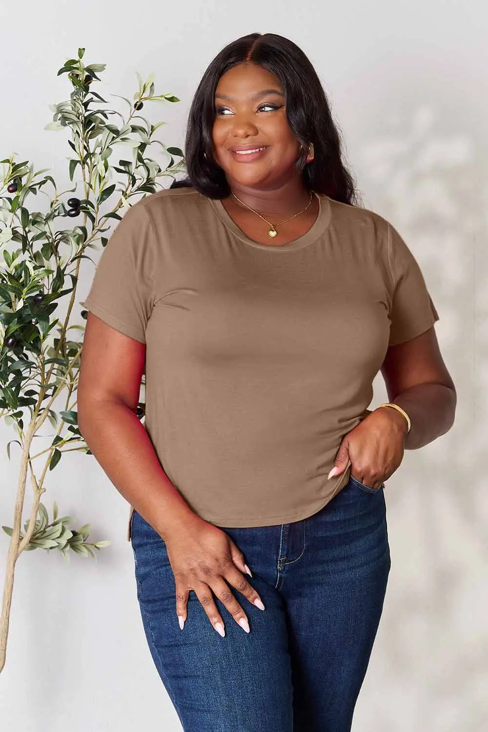 Round Neck Short Sleeve Slit Tee, view 34