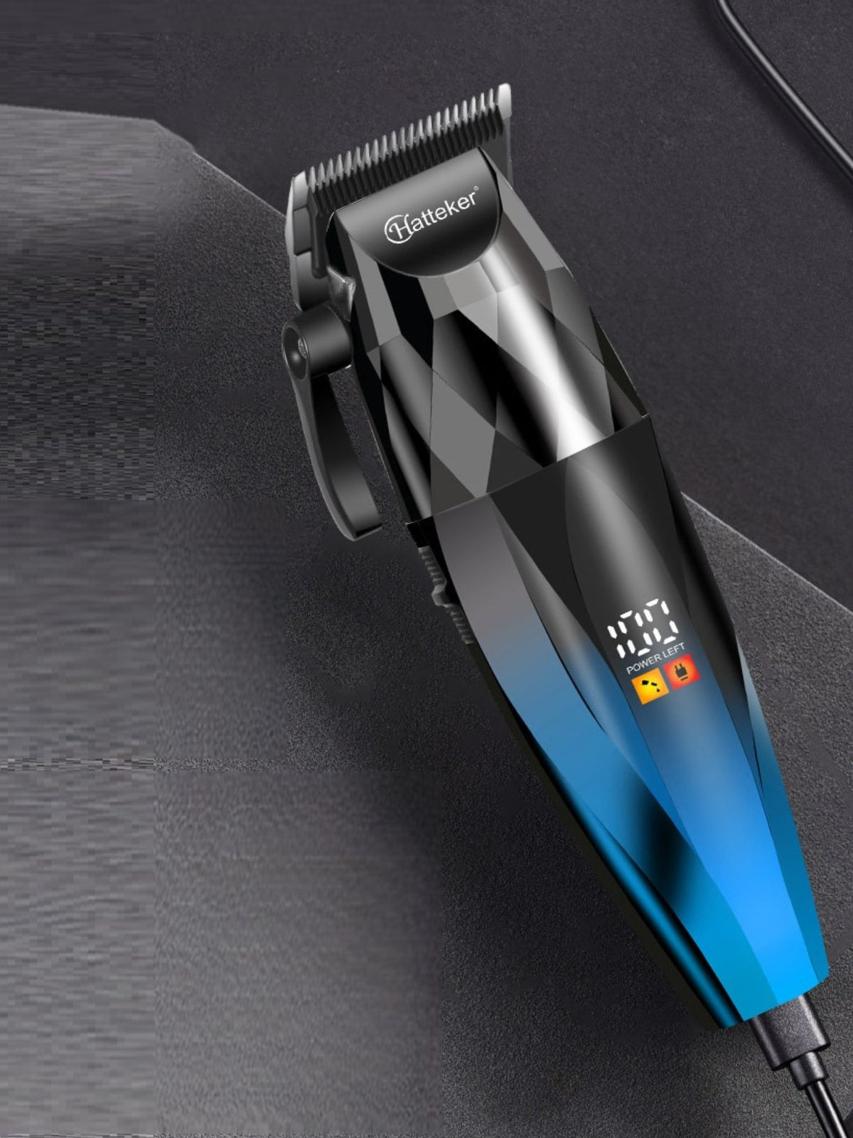 Cordless hair clipper with LED display side view