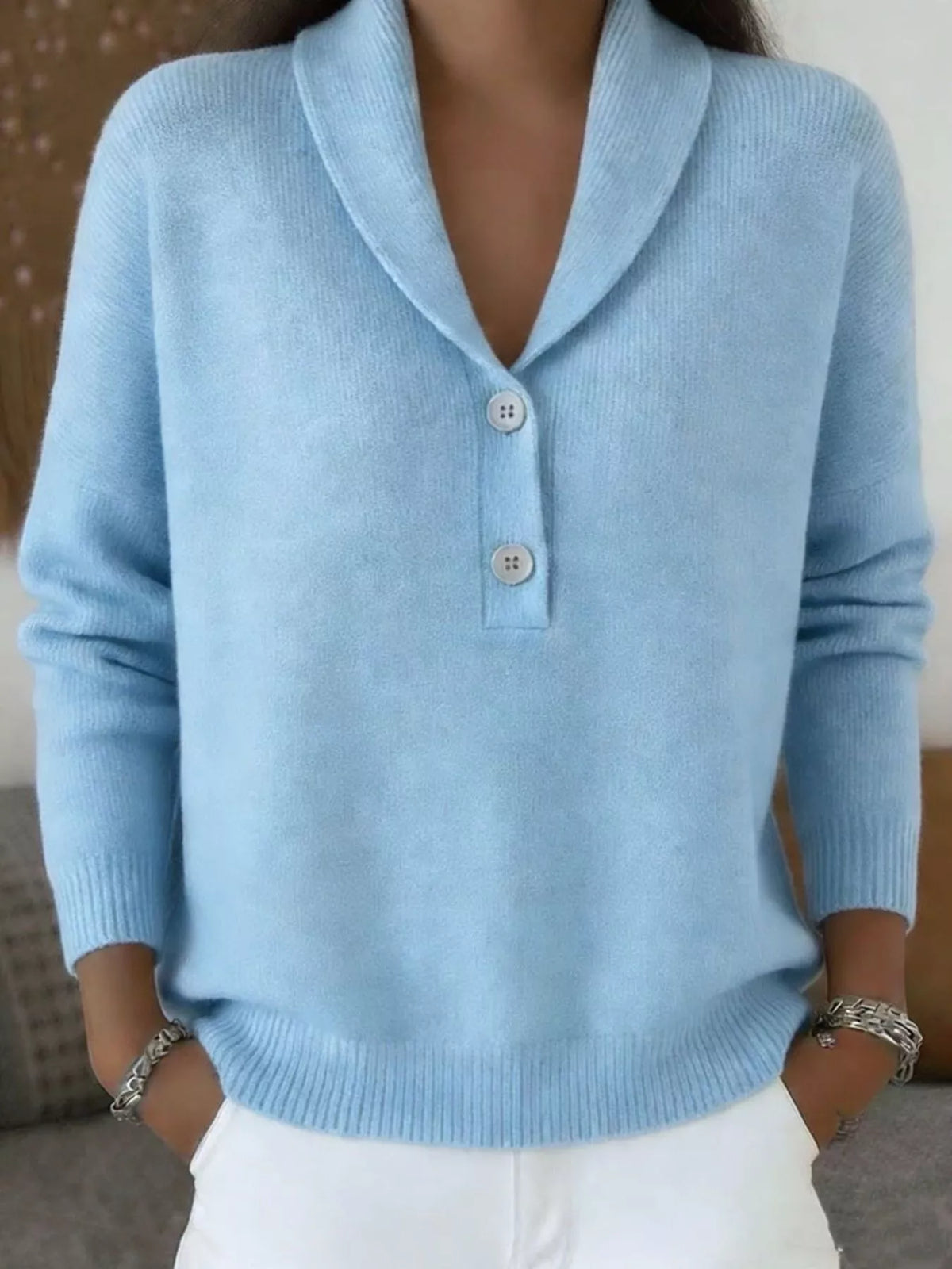 Button Detail Knit Sweater Plus Size view 9