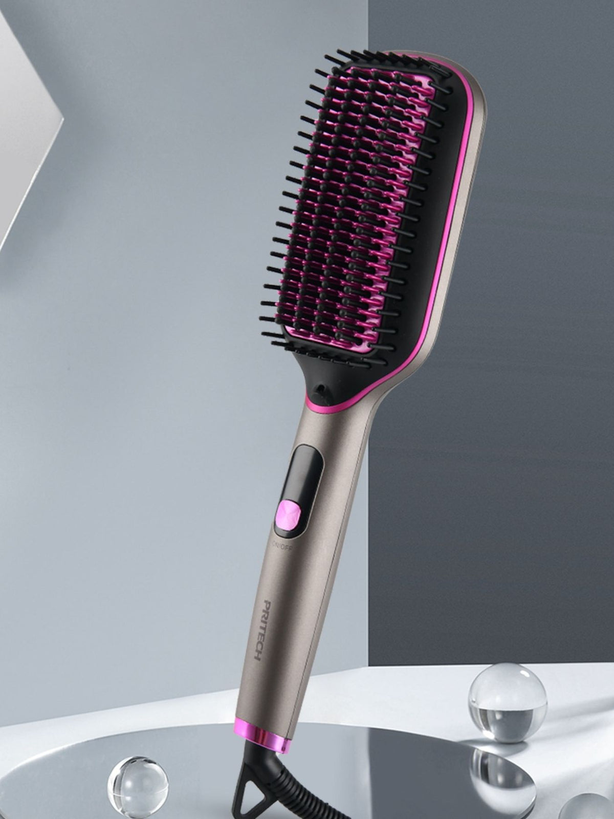 Comb gliding through a section of hair