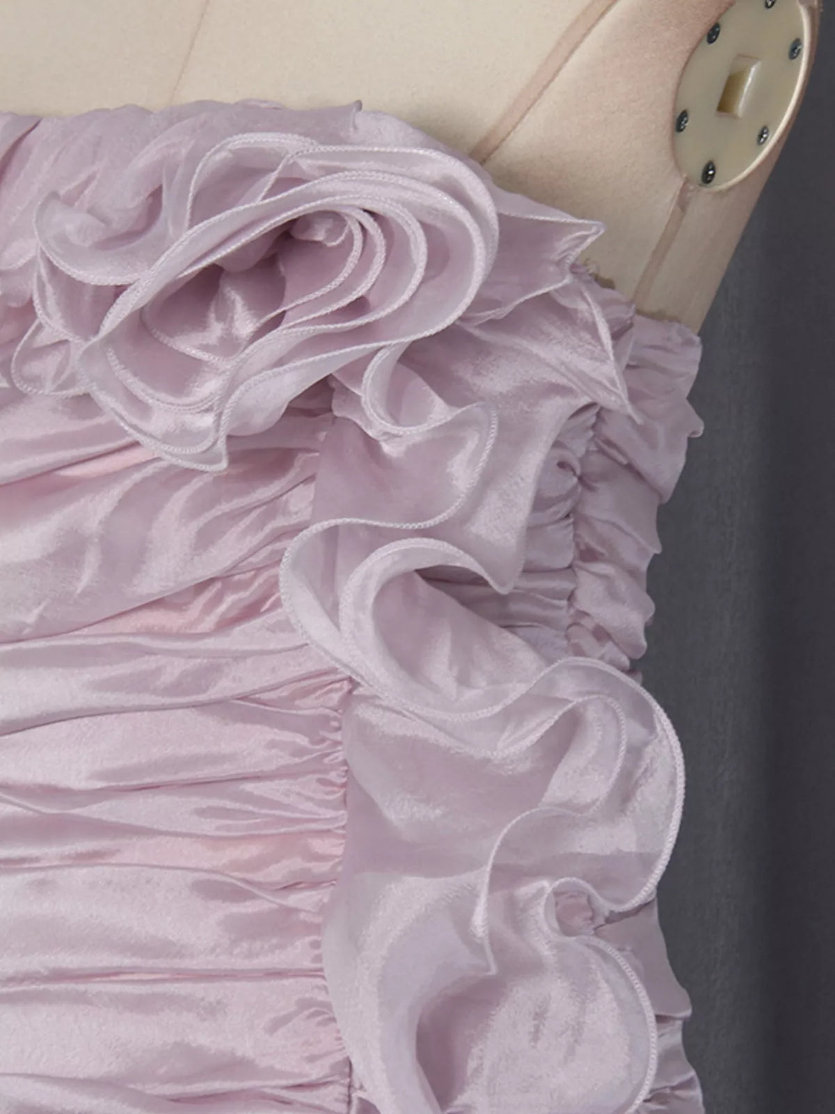 ruffled high low strapless dress back view