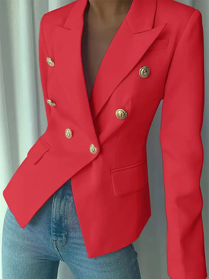 Decor Button Lapel Collar Blazer - Fashorio