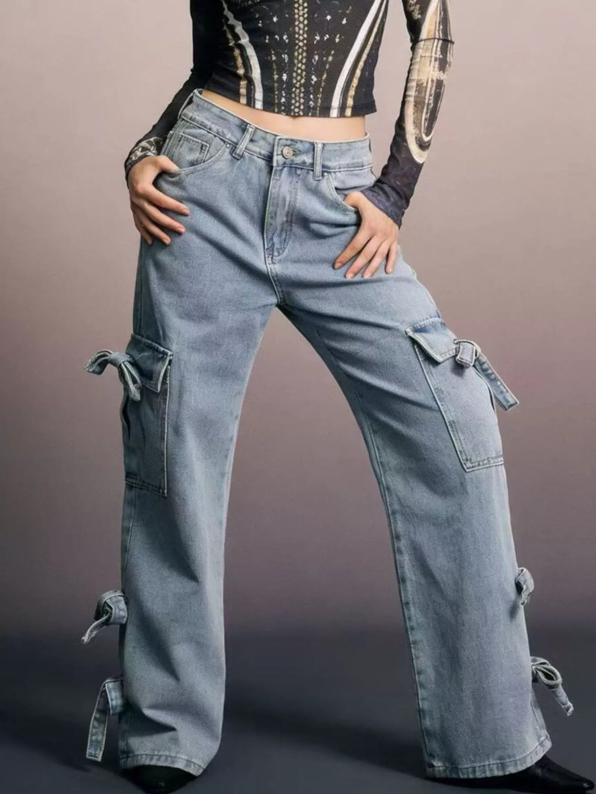 Wide leg jeans back view