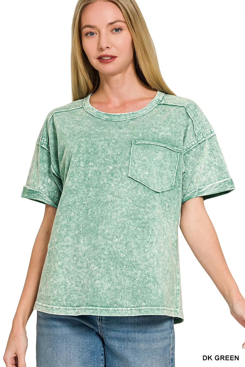 Back view of green top and shorts matching set