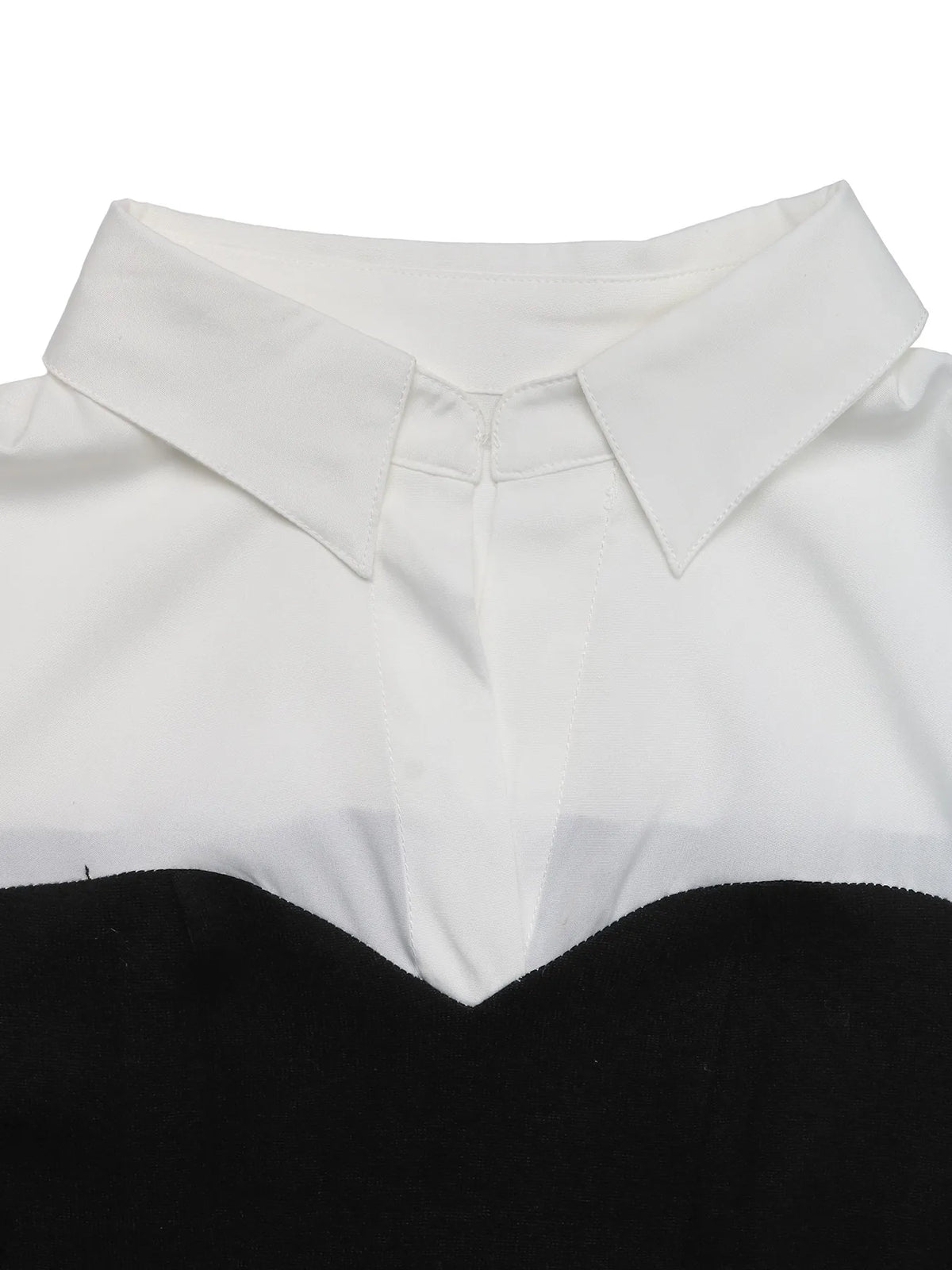 Two Tone Pleated Long Sleeve Shirt Dress fabric close up