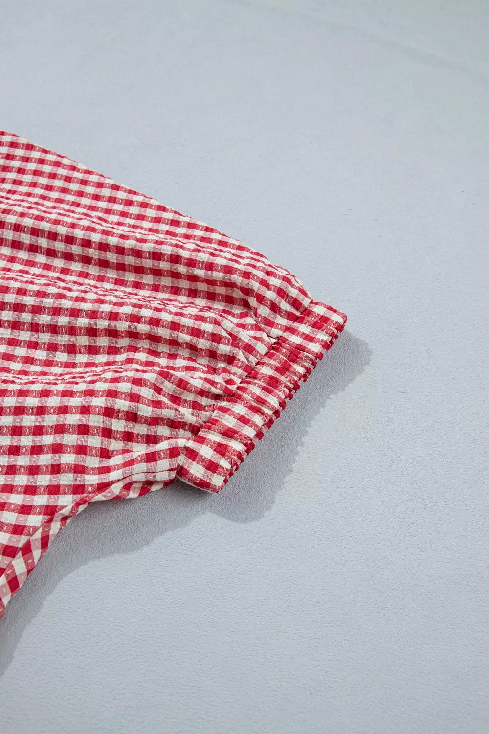 gingham half sleeve blouse back detail