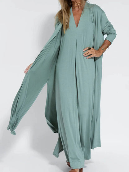 Full Size Open Front Side Slit Longline Cardigan Plus Size - Fashorio