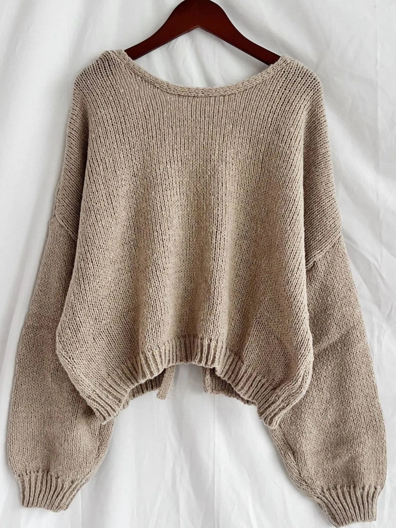 Tied Drop Shoulder Cardigan - Fashorio