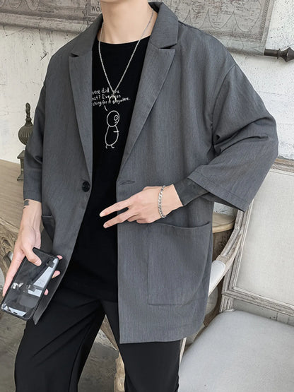 Men's One Button Long Sleeve Blazer - Fashorio
