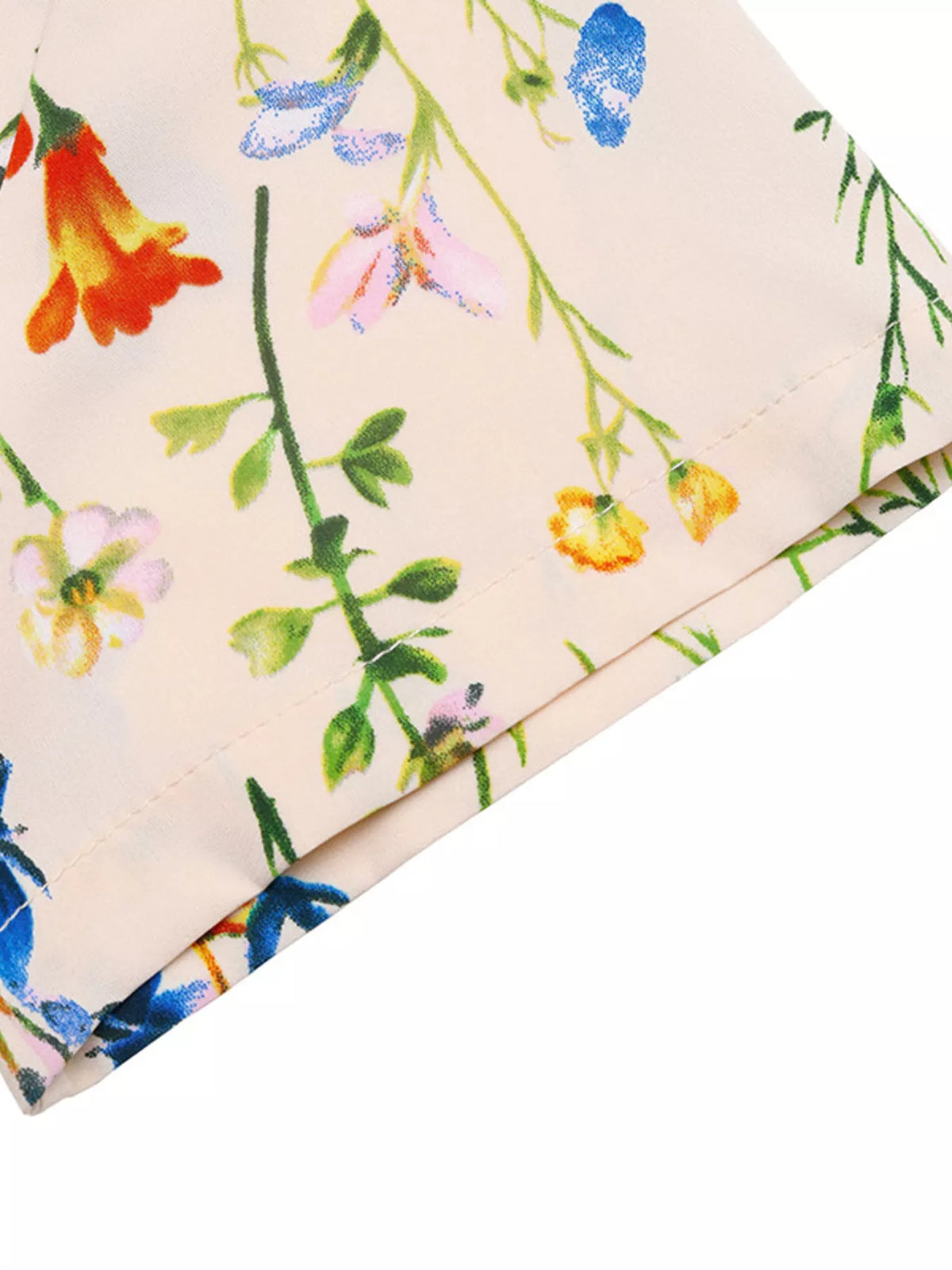 apricot floral square neck casual maxi dress three quarter view