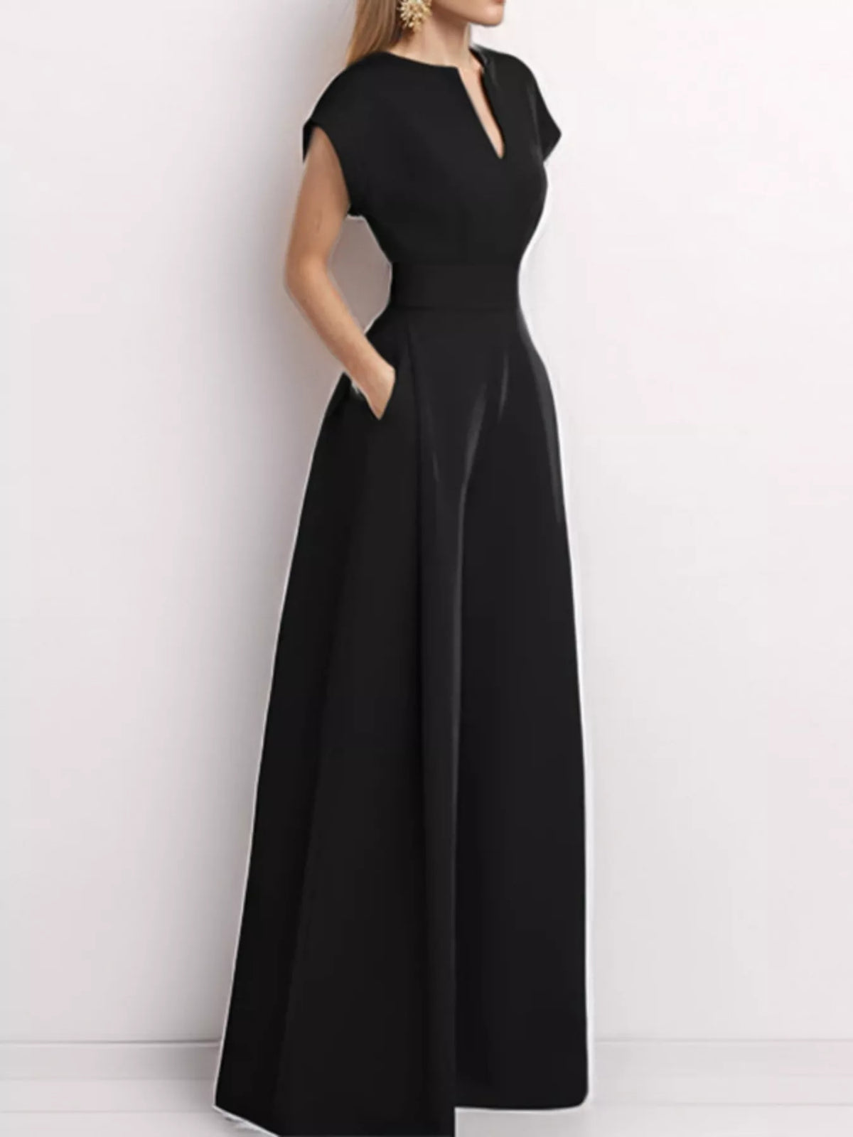 Notched Wide Leg Jumpsuit Plus Size, view 9