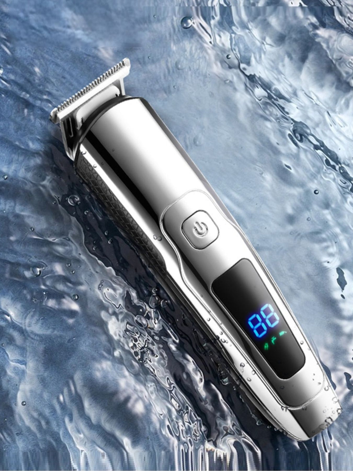 Waterproof hair clipper in silver