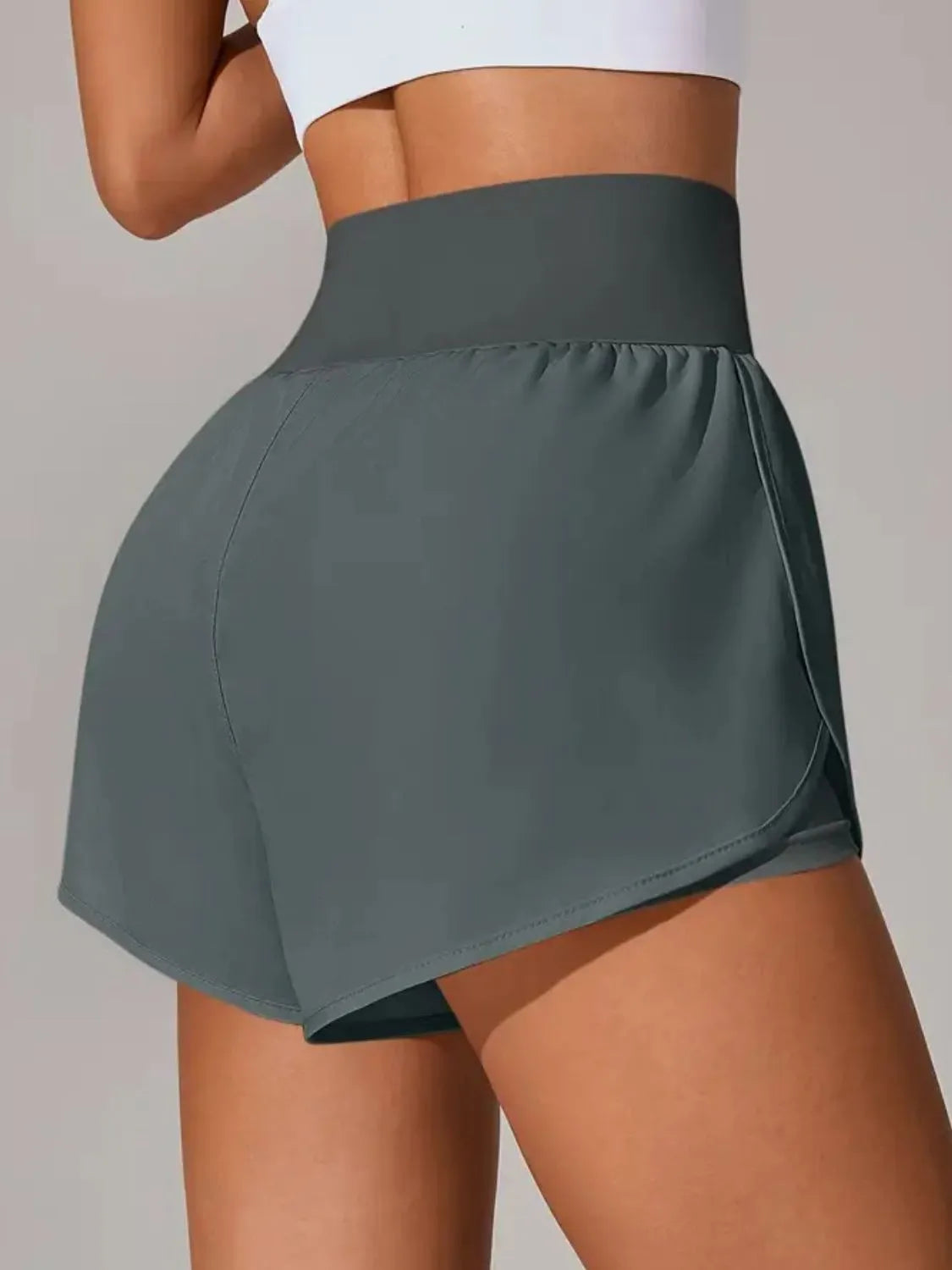 Pocketed High Waist Active Shorts - Fashorio