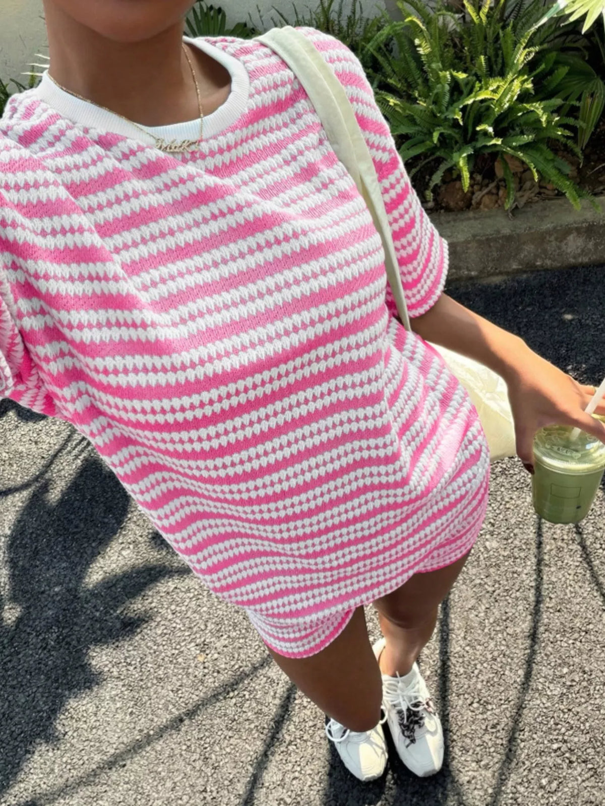 Striped Short Sleeve Top and Shorts Set, view 18