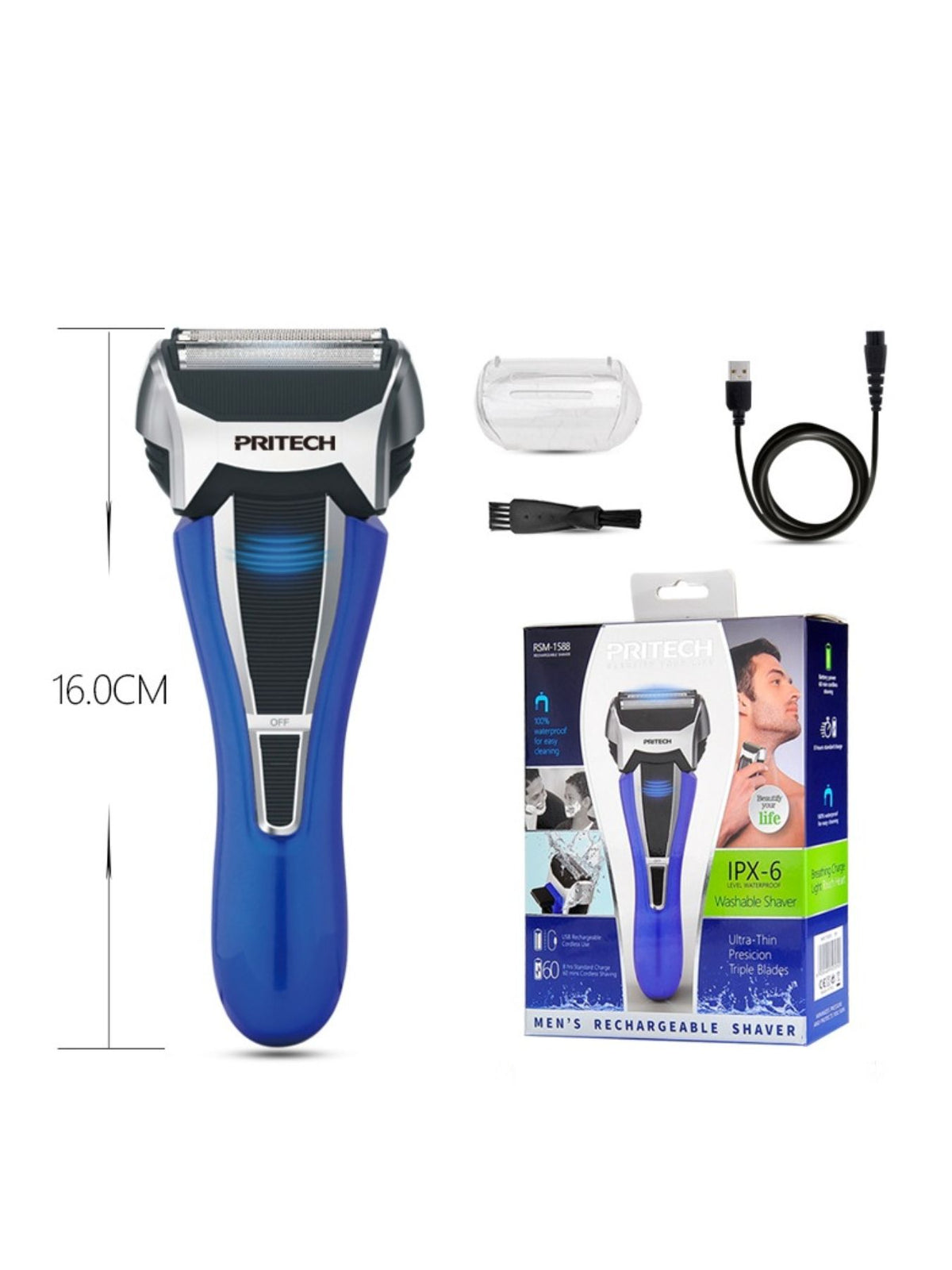 Rechargeable shaver in use