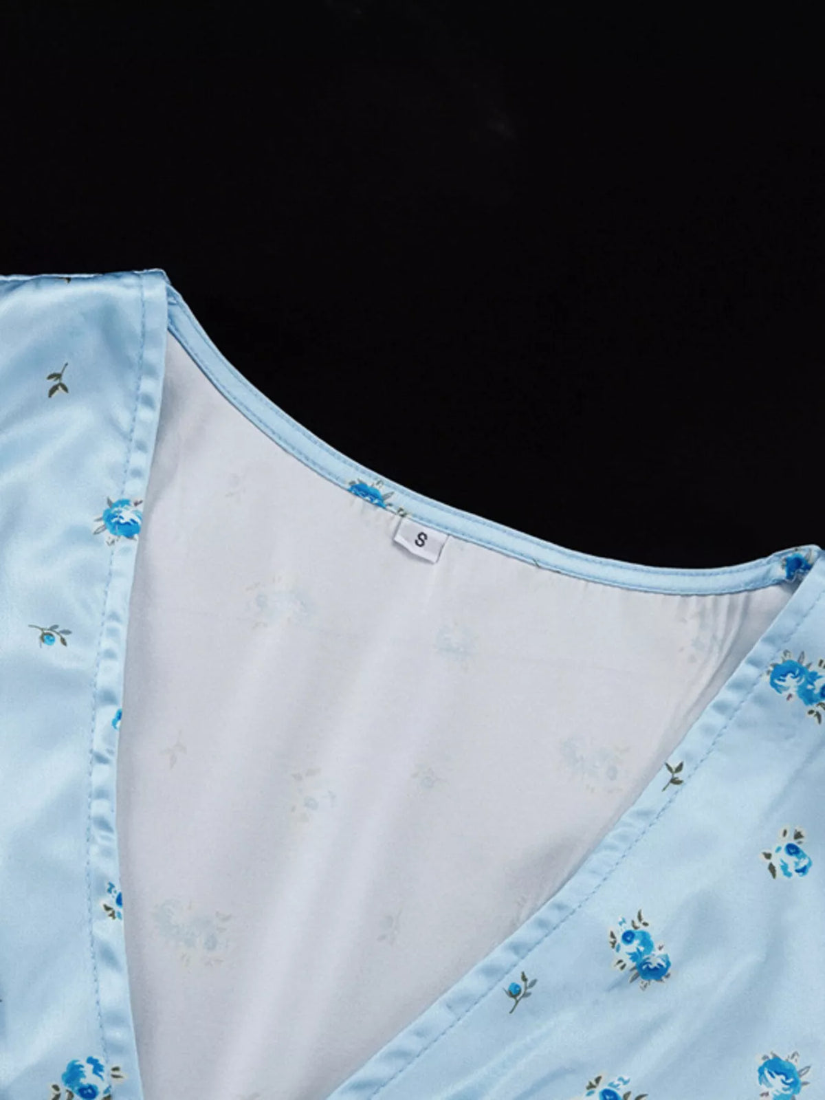 Back view of the light blue V neck maxi dress