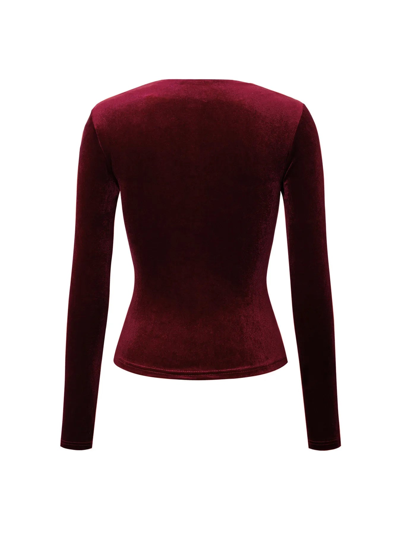 Velvet Long Sleeve Square Neck T-Shirt - Fashorio