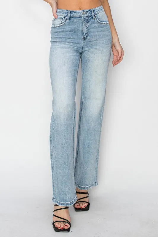 RISEN high rise straight leg jeans front view
