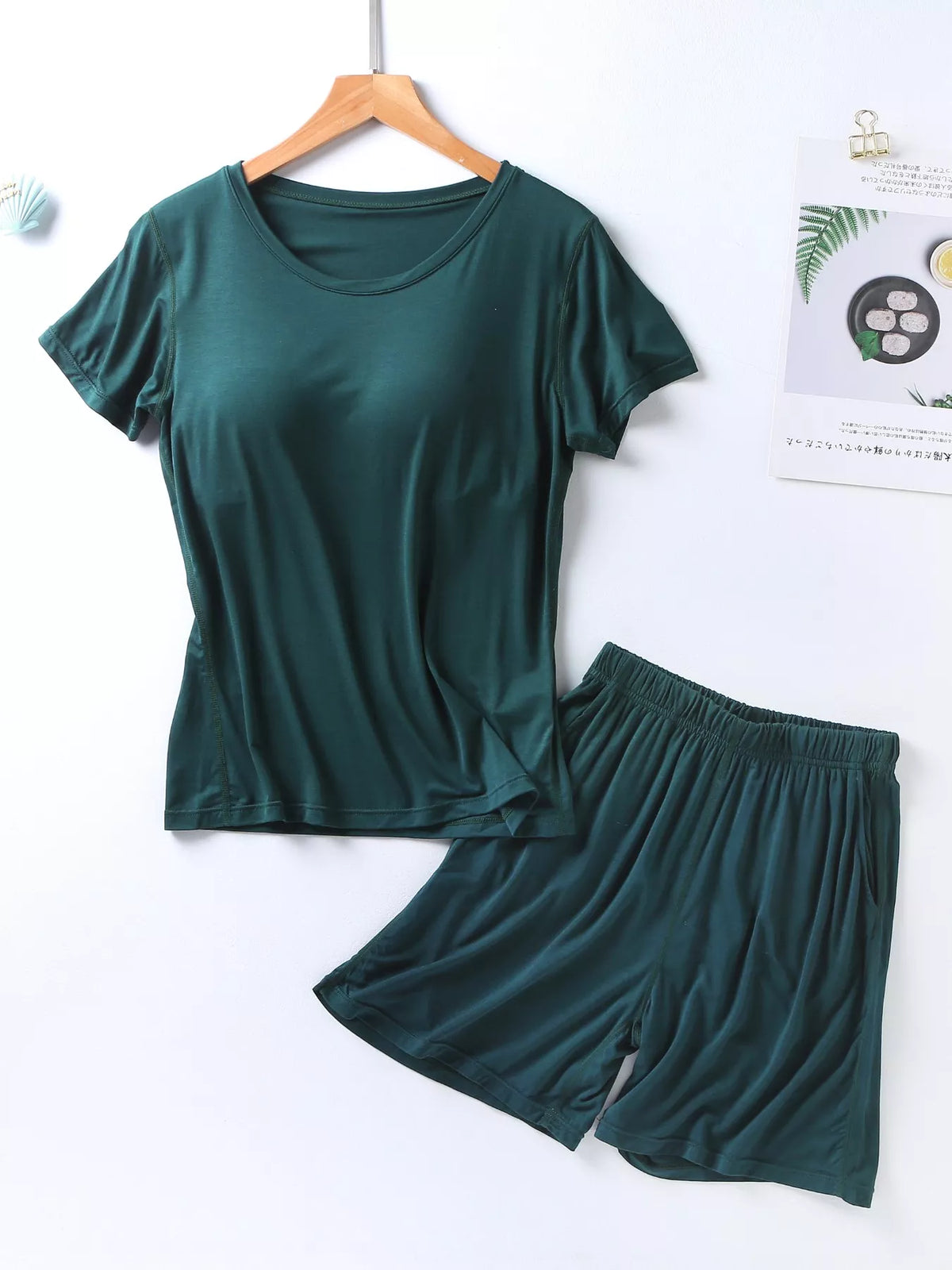 Plus Size Padded Modal Tee and Shorts Two Piece Set, view 17