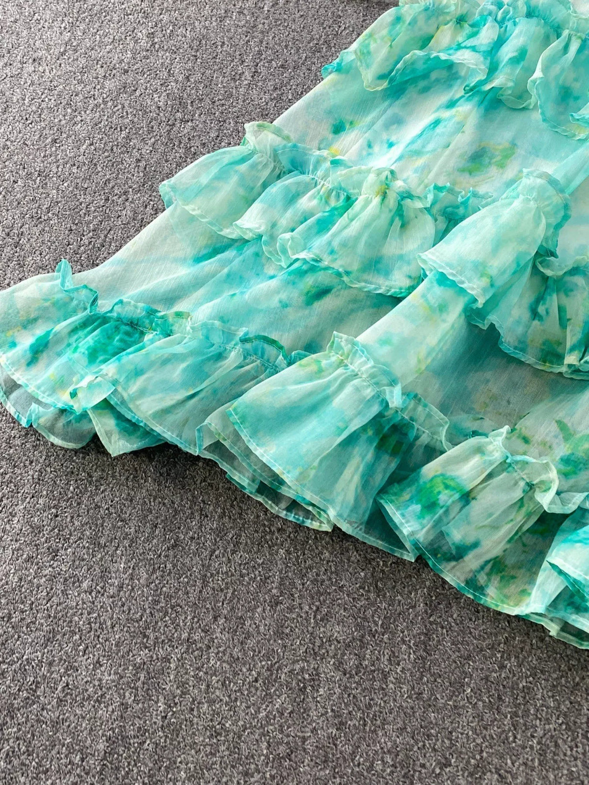 Floral Ruffle Hem Blouse and Skirt Set, view 21
