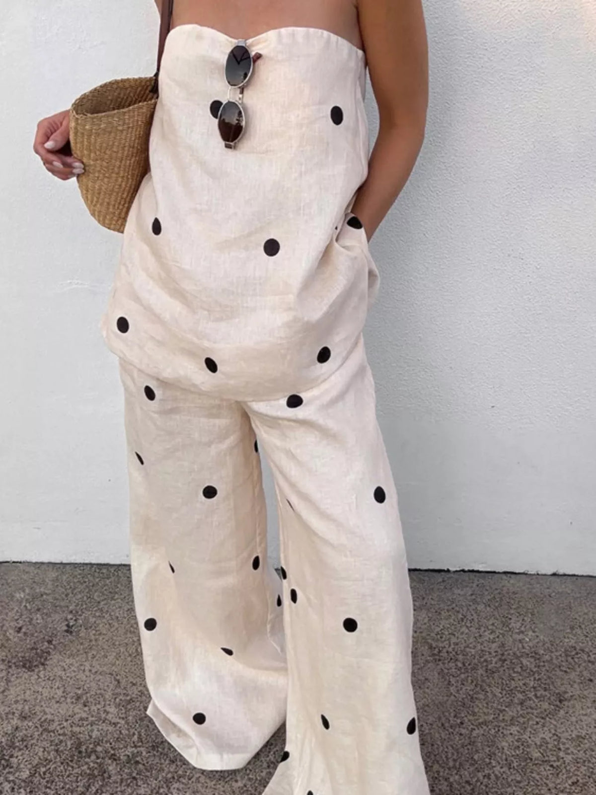 Polka dot two piece set back detail