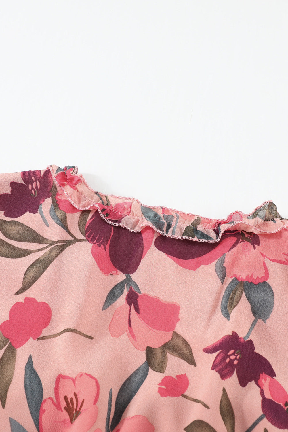 Floral maxi dress flounce sleeve detail