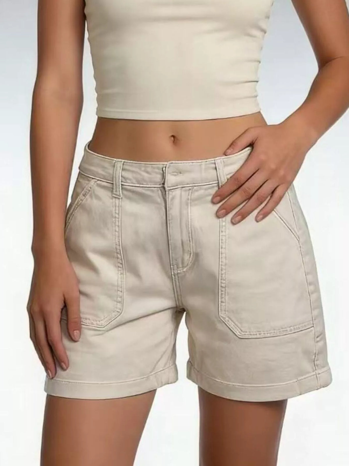 Denim shorts alternate color side view