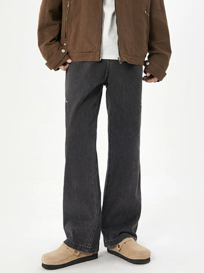Men's Full Size Washed Straight Leg Jeans Plus Size Dark Gray - Fashorio