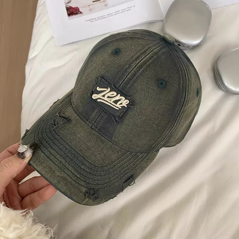 Distressed washed cotton cap full color range