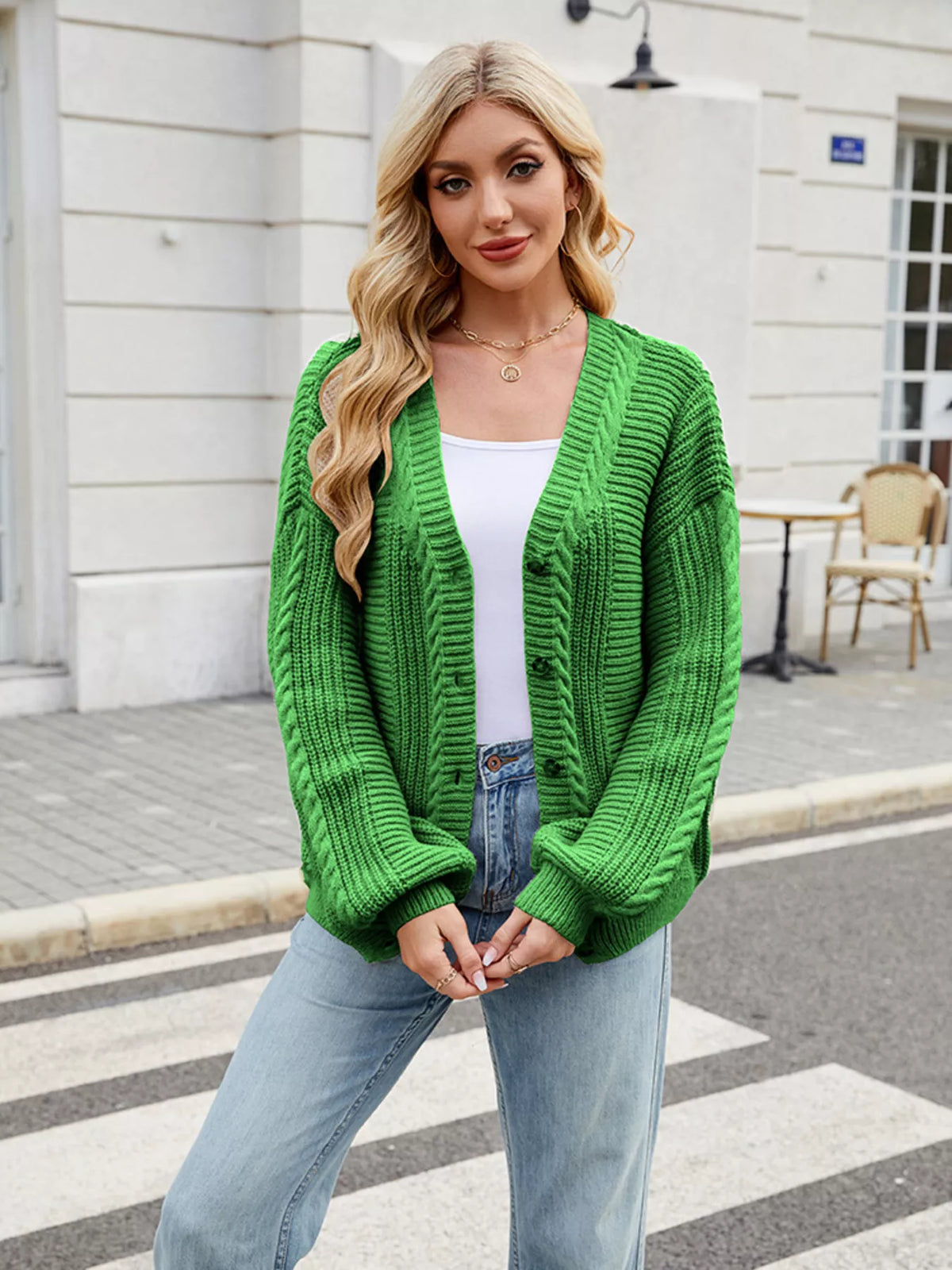 Ribbed button up cardigan knit texture close up