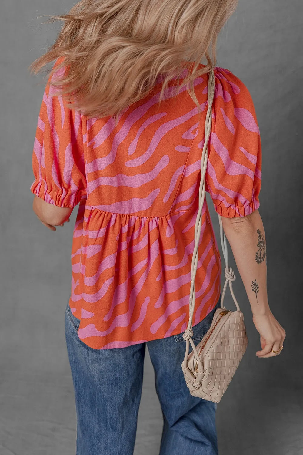 Zebra print blouse back view