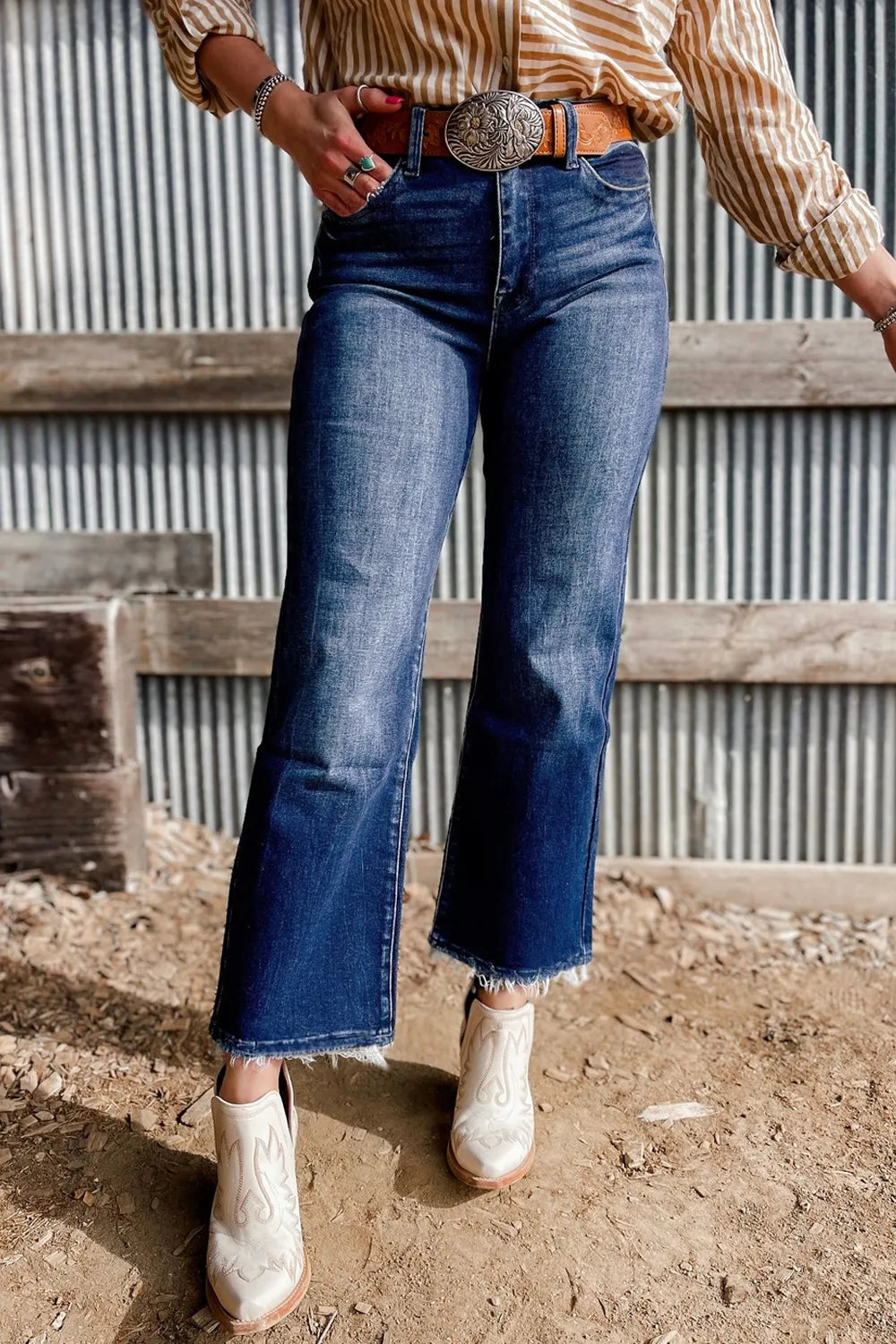 Mineral wash flare jeans side profile