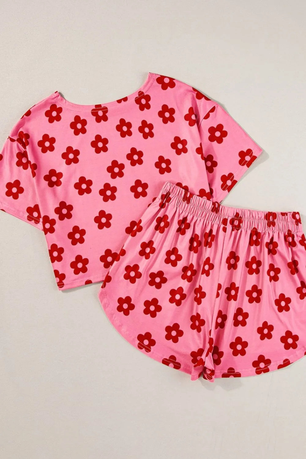 Floral Cropped Tee and Shorts Lounge Set, view 6