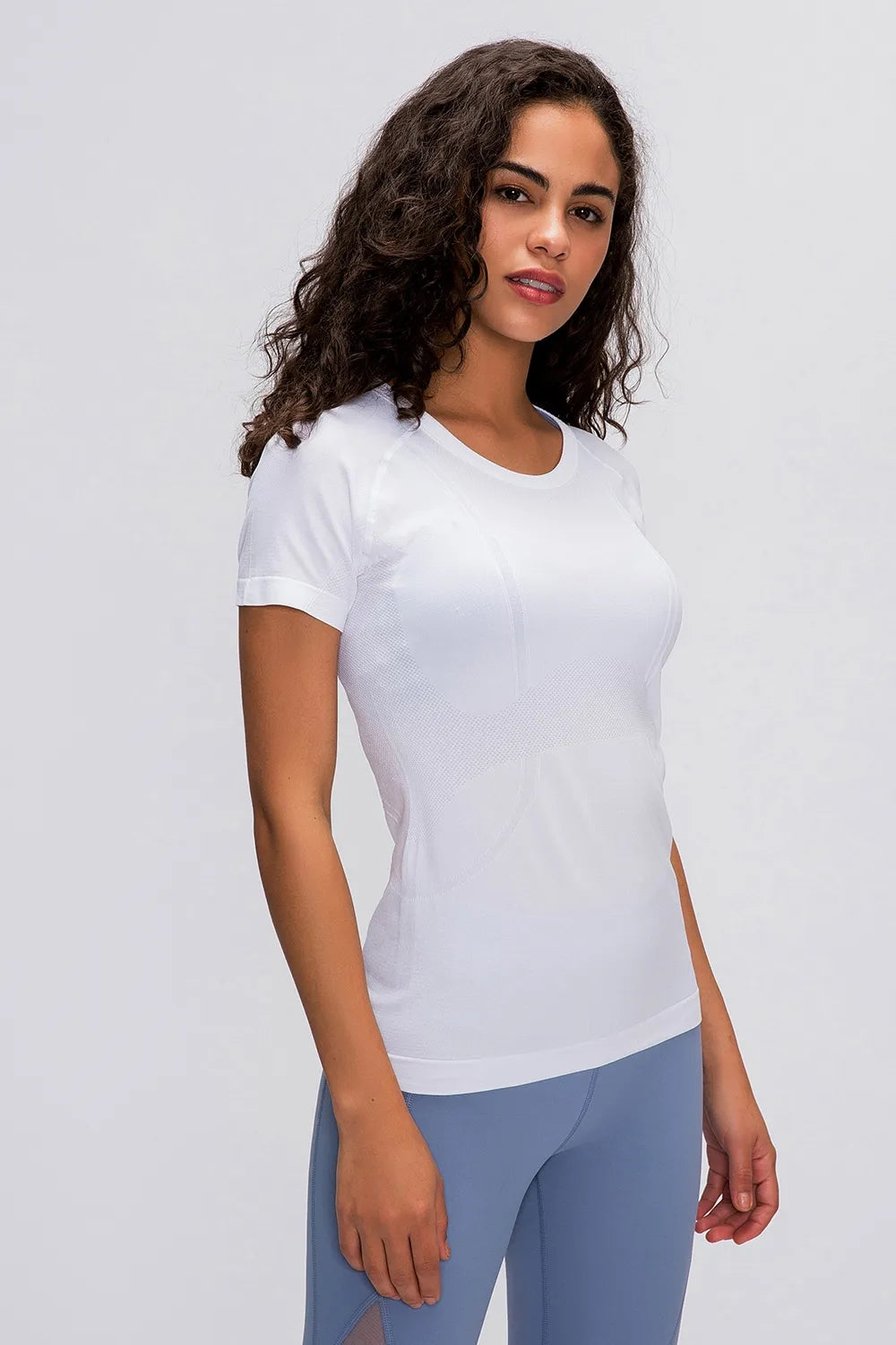 Millennia Round Neck Short Sleeve Active T-Shirt White - Fashorio