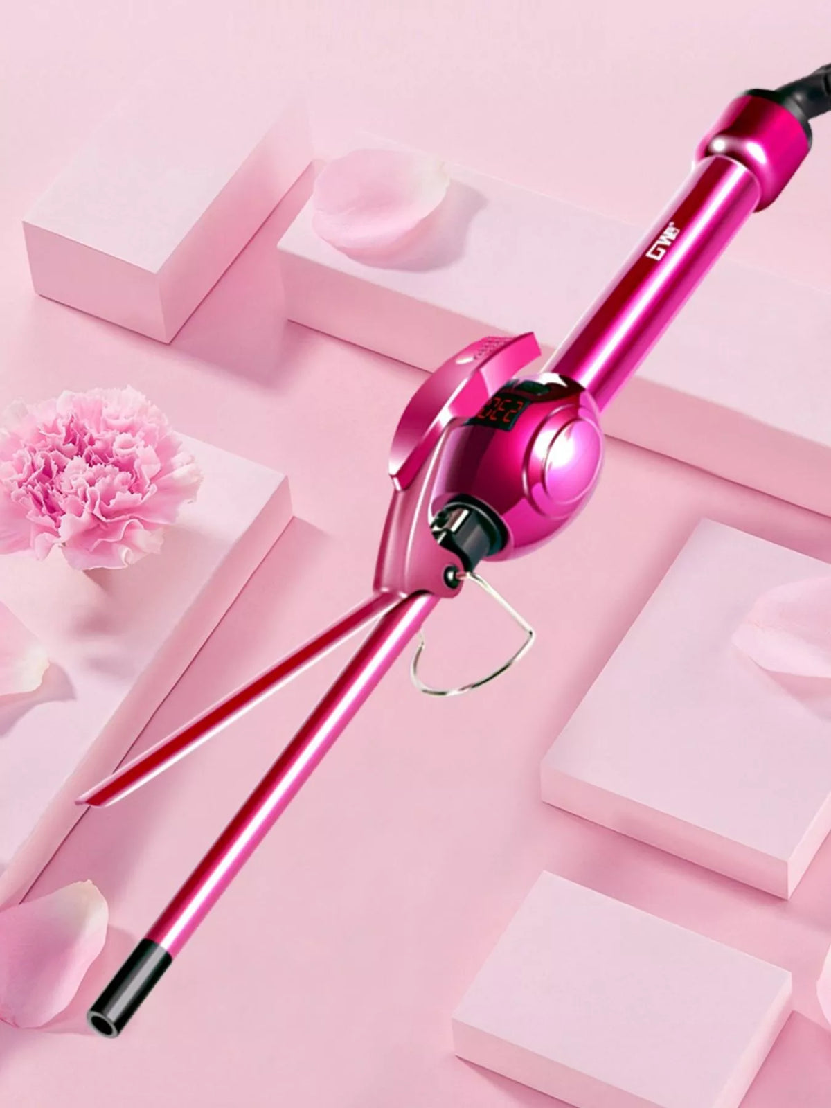 Curling iron barrel and clamp close up